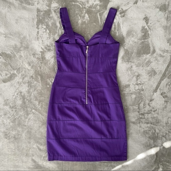 B. Darlin Purple Fitted Panel Wide Strap Dress Back Zip Junior Size 9/10 - Picture 3 of 8